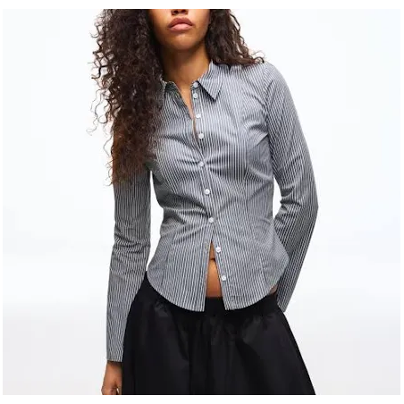 Camiseta manga larga entallada mujer